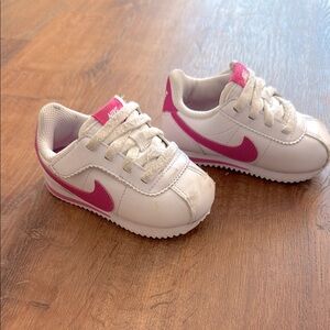 Nike White and Pink Classic Sneakers Toddler Size 6